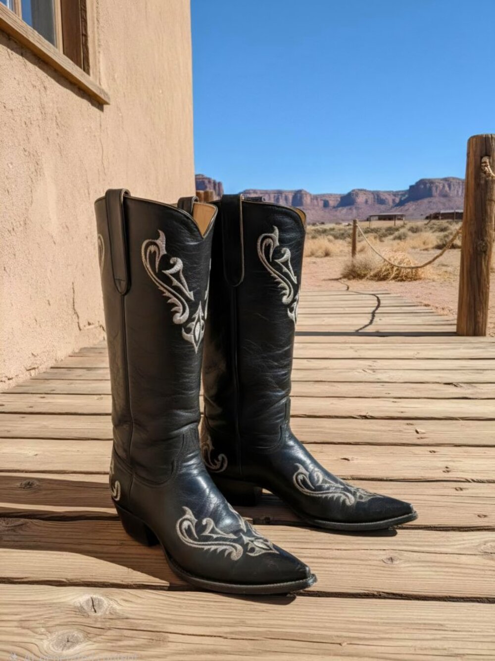 Vintage Old Gringo Gunmetal Black Boots with Silver Embroidery